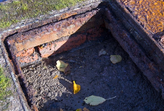 Empty septic tank system outside